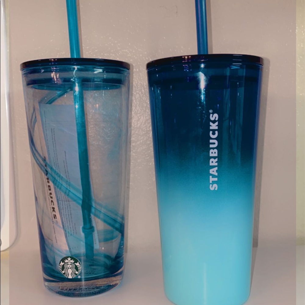 Starbucks blue glass tumblers